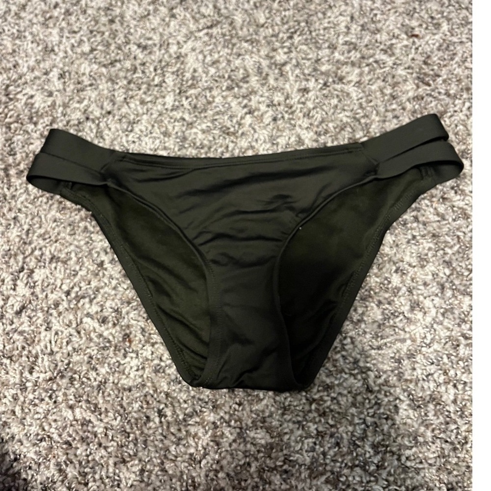 Mossimo Olive Green Double‎ Strap Side Bikini Bottoms Size Small Low Rise Solid